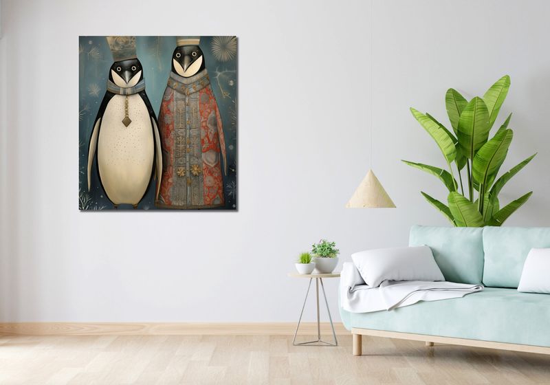 Obraz 90x100cm Królewskie Pingwiny zdjęcie 2
