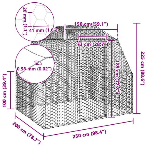 Kurnik dla kur, 2,5x2x2,25 m, stal na Arena.pl
