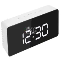 Zegar budzik termometr lustro led alarm data 4w1 baterie lub 5V/USB