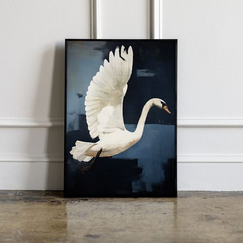 Plakat łabędź abstrakcja obraz 50x70 cm w czarnej ramie na Arena.pl
