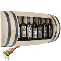 Pozioma półbeczka ścienna na wino whisky surowe drewno olcha DIY 80x42