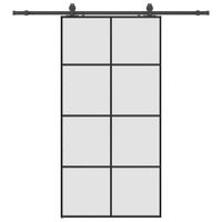 Drzwi przesuwne z zestawem okuć czarne 102,5x205 cm ESG szkło