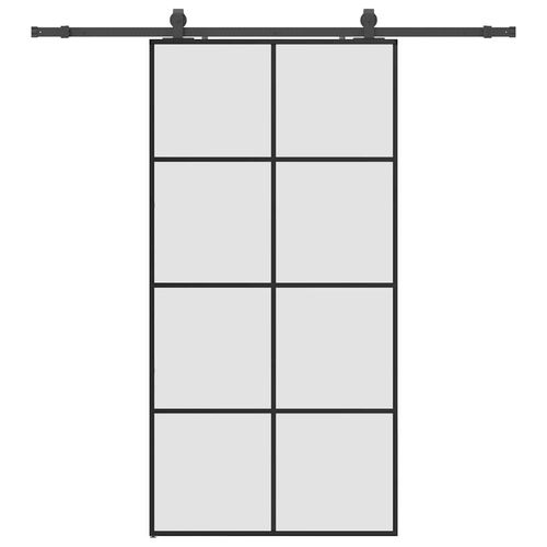 Drzwi przesuwne z zestawem okuć czarne 102,5x205 cm ESG szkło na Arena.pl