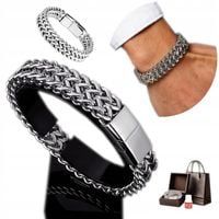 SREBRNA Bransoletka Męska Diamentowana GRUBA Pełna Elegancka Dla Mężczyzny