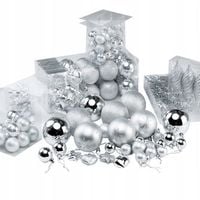 BOMBKI OZDOBY CHOINKOWE 103szt GWIAZDKI SREBRNE