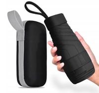 MINI SKŁADANY PARASOL MANUALNY KIESZONKOWY KOMPAKTOWY MAŁY ETUI CZARNY