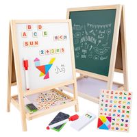 Tablica Magnetyczna Kredowa Drewniana dla Dzieci Literki Cyferki