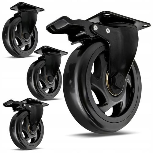 KÓŁKA OBROTOWE Z HAMULCEM 100 MM ZESTAW JEZDNY DO 500 KG DO MEBLI na Arena.pl