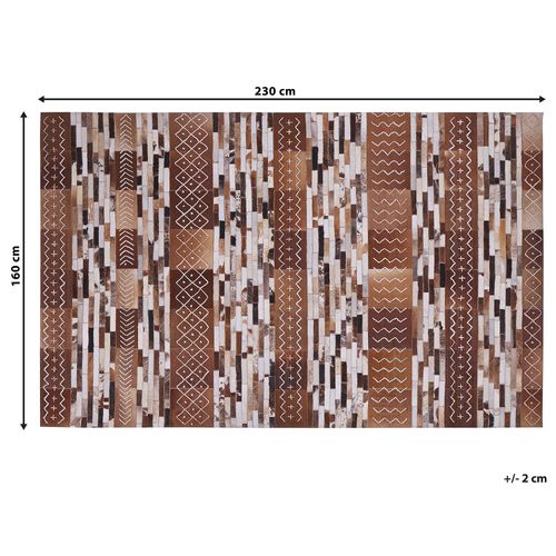 Dywan patchwork skórzany 160 x 230 cm brązowy HEREKLI na Arena.pl