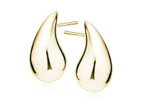 ELEGANCKIE POZŁACANE SREBRNE KOLCZYKI GŁADKIE ŁEZKI KROPLE SOPLE POŁYSK