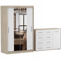 Zestaw NEOMI 01 Szafa 120 Komoda FRIDA 02 135 półki SB PRODUCENT