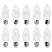 10x Żarówka świeczka LED SW 8,5W E27 Barwa Biała Zimna 180 stopni 6500K