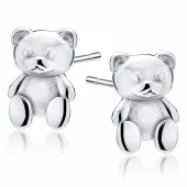 DELIKATNE RODOWANE SREBRNE KOLCZYKI WKRĘTKI PLUSZOWE MISIE NIEDŹWIADKI