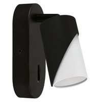 Ścienna lampa tuba Zebra 04216 Ideus z włącznikiem punktowa czarna biała