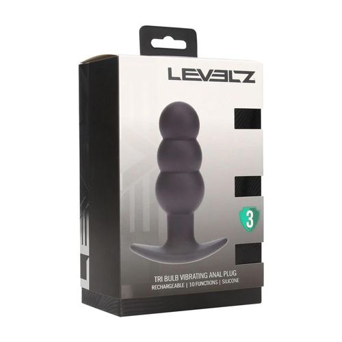 Tri Bulb Vibrating Silicone Anal Plug - Black na Arena.pl