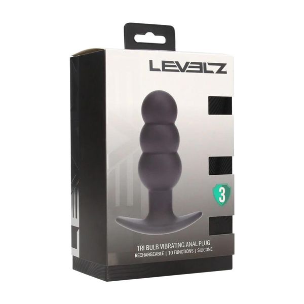 Tri Bulb Vibrating Silicone Anal Plug - Black zdjęcie 2
