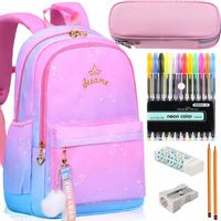 PLECAK SZKOLNY TORNISTER DLA DZIEWCZYNKI 1-3 WIELOKOMOROWY RÓŻOWY + PIÓRNIK