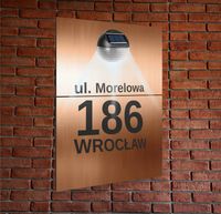 miedziana TABLICZKA ADRESOWA oświetlona pionowa nierdzewna numer domu 40x30