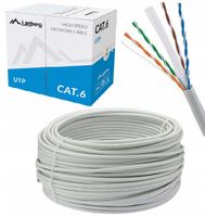 KABEL SIECIOWY LAN UTP LCU 6 100m SKRĘTKA SZARA CCA 250 MHz AWG23 RJ45 KAT