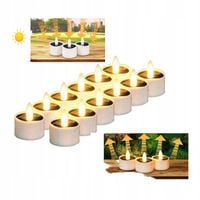 Lampa Solarna Led Płomień Świeczka Wkład Znicz Solar Tealight Ciepła Biel