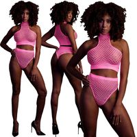 Sexy Kabaretkowy 2 cz. Komplet Ouch! 833 Pink NEON XL/4XL