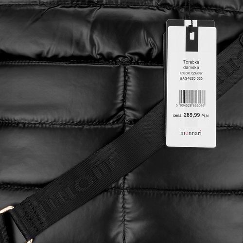 TOREBKA MONNARI Czarna SHOPPER BAG Listonoszka PIKOWANA NA RAMIĘ PASEK na Arena.pl