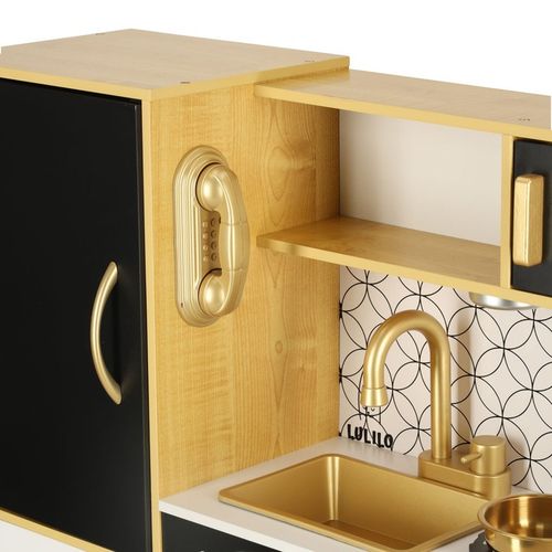 KUCHNIA DLA DZIECI DREWNIANA ZŁOTA LED DUŻA XXL Z LODÓWKA TABLICA KREDOWA na Arena.pl