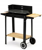 DUŻY GRILL OGRODOWY NA KOŁACH ROŻNO PÓŁKI GRILL