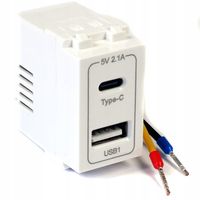 Gniazdo USB zasilacz ładowarka ścienna 230V AC-DC 2 porty USB-A USB-C 5V 2.