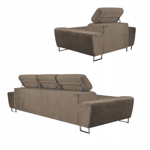 Zestaw mebli wypoczynkowych salonu Bosso Sofa 3os fotele brąz na Arena.pl