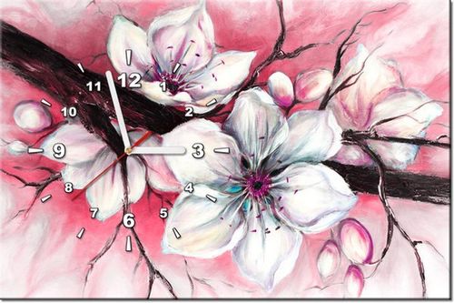 60CM 40CM ZEGAR OBRAZ PĄKI WIŚNI CZERWIENI DRUK PŁÓTNO RAMA na Arena.pl