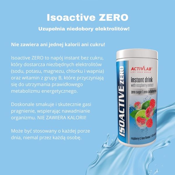 Isoactive ZERO Elektrolity BEZ CUKRU MALINA-LIMONKA zdjęcie 7