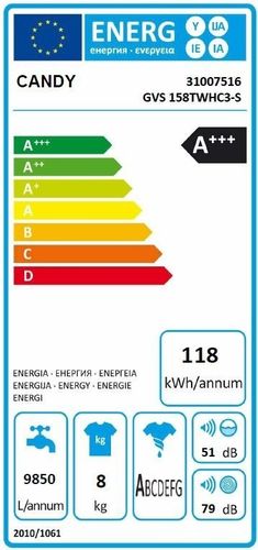Pralka Candy A+++ 60 cm Aquaplus GVS 158TWHC3 na Arena.pl
