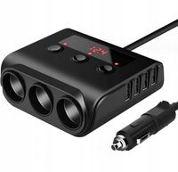 Rozdzielacz Gniazda Zapalniczki 12-24V 4x USB 3.0QC + 3 Gniazda Woltomierz