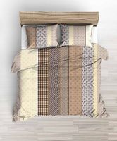 Pościel z kory 160x200 beż brąz kremowa pionowe pasy romby geometria