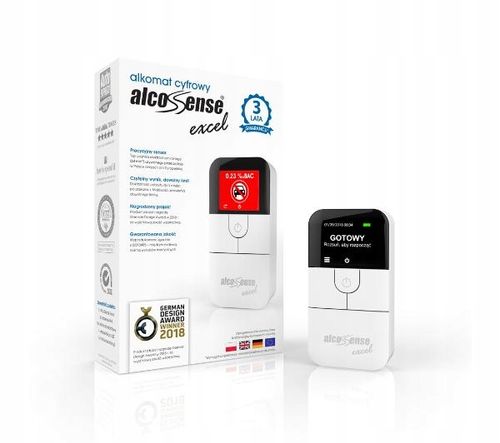 Alkomat elektrochemiczny Alcosense Excel Termometr Zegar 5 Ustników na Arena.pl