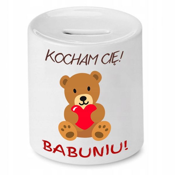 Skarbonka Dla Babci Kocham Cię! Babciu Prezent Z Nadrukiem Ze Zdjęciem zdjęcie 1