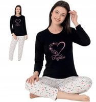 PIŻAMA DAMSKA BAWEŁNIANA WYGODNA DŁUGI RĘKAW FASHION MODNA WYGODNA XXL