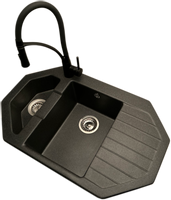 Zlewozmywak narożny ANTILA grafit + bateria NEXO