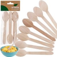 Drewniane Łyżeczki Łyżki 16 Cm 8 Szt Grill Grillowanie Impreza Party