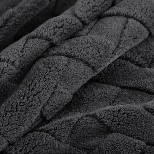 Koc 170x210 CARO stalowy puszysty typu flano z wytłaczanym wzorem na Arena.pl