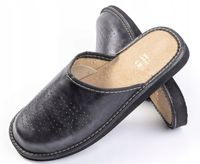 KAPCIE PANTOFLE MĘSKIE SKÓRZANE KLAPKI ZAKRYTE DOMOWE SZARE MAXIMUS r. 43