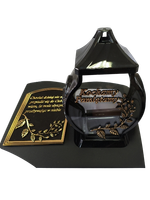 Znicz szklany duża księga czarna z złotą aplikacją