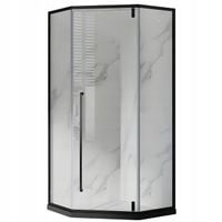 Kabina Prysznicowa Pięciokątna 80 x 80 cm Czarna Drzwi Uchylne Grube Szkło