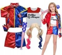 STRÓJ PRZEBRANIE HARLEY QUINN JOKER PERUKA KIJ NA BAL KARNAWAŁ 134/140