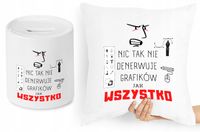 Dla Grafika Zestaw Poduszka + Skarbonka Prezent Z Nadrukiem Ze Zdjęciem
