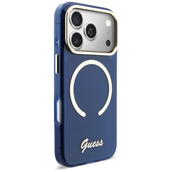 etui guess iml script metal magsafe do   iphone 17 pro max niebieski zdjęcie 4