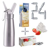 SYFON DO BITEJ ŚMIETANY METALOWY 0,5L SREBRNY + 24 NABOJE N2O MOSA