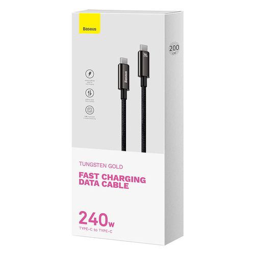 kabel usb-c do usb-c baseus tungsten gold 240w 2 m (czarny) na Arena.pl