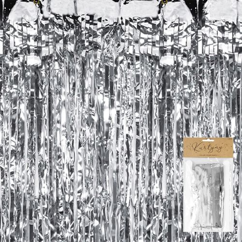 KURTYNA IMPREZOWA SREBRNA NA PRZYJECIE URODZINOWE 100x200 cm na Arena.pl